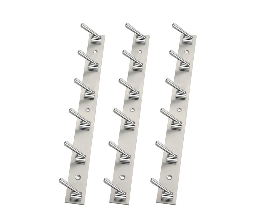 6-Pin Stainless Steel Wall Hook (Pack of 3)